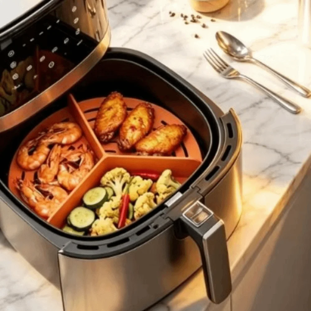 Creative Silicone Baking Tray Separate Type Reusable Non-Stick Basket Mat Space-Saving with Round Liner Air Fryer Basket