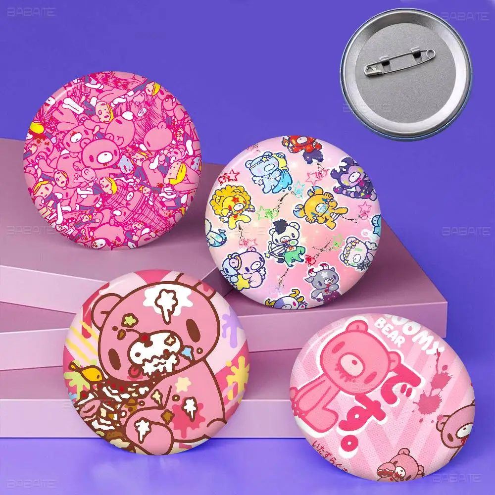 Cartoon G-Gloomy Bear 58mm Cute Anime Figure Icon Badge Handmade Tinplate Brooch for Backpack Clothes Chest Ornament Gifts