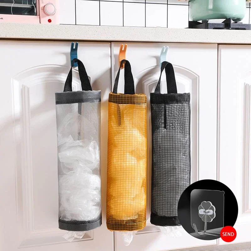 Garbage Bag Storage Kitchen Garbage Organizer Plastic Bag Holder Organizing Hanging Garbage Collection Storage Bags Home Gadgets