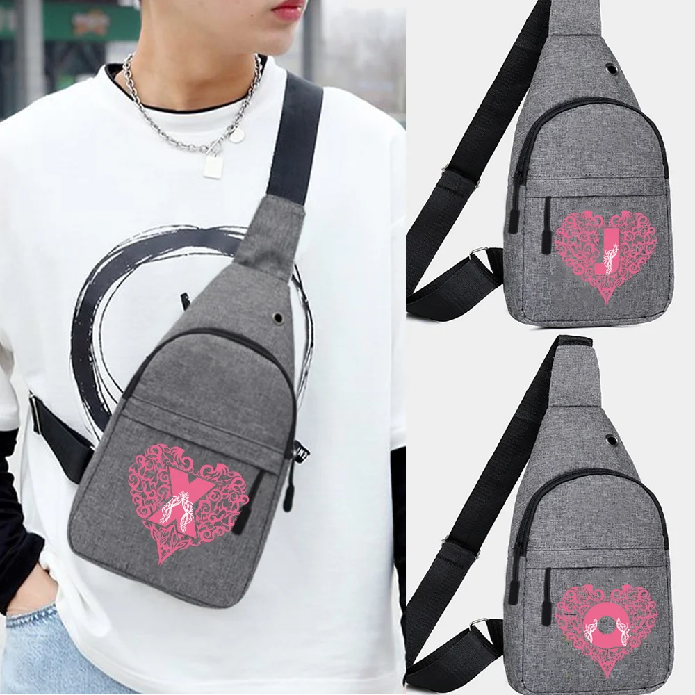 Men's Bag Casual Chest Bag Shoulder Pouch Travel Sport Waist Pack for Men  Love Letter Series Grey Multifunction Crossbody Bag