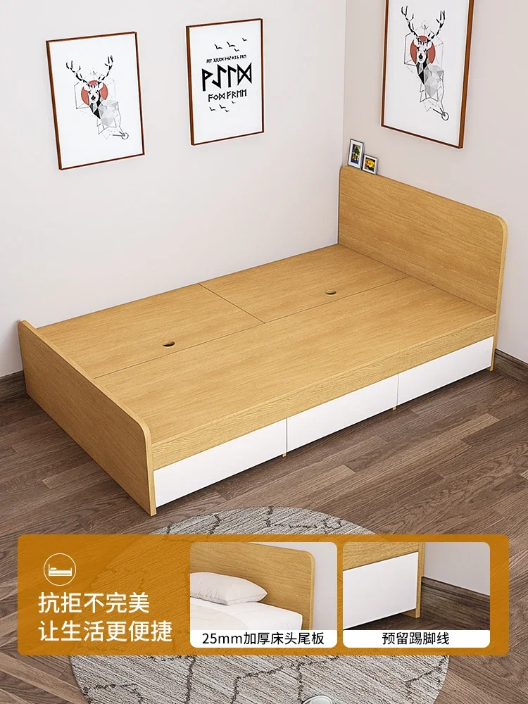 Household simple plate bed single 1.2m bedroom small apartment with drawer storage bed space-saving customization