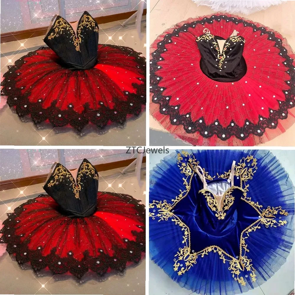 

Костюм для балета «Дон Кихот»: юбка-пачка с обручем, красно-черная, для девочек, детское платье для сценических выступлений и танцев