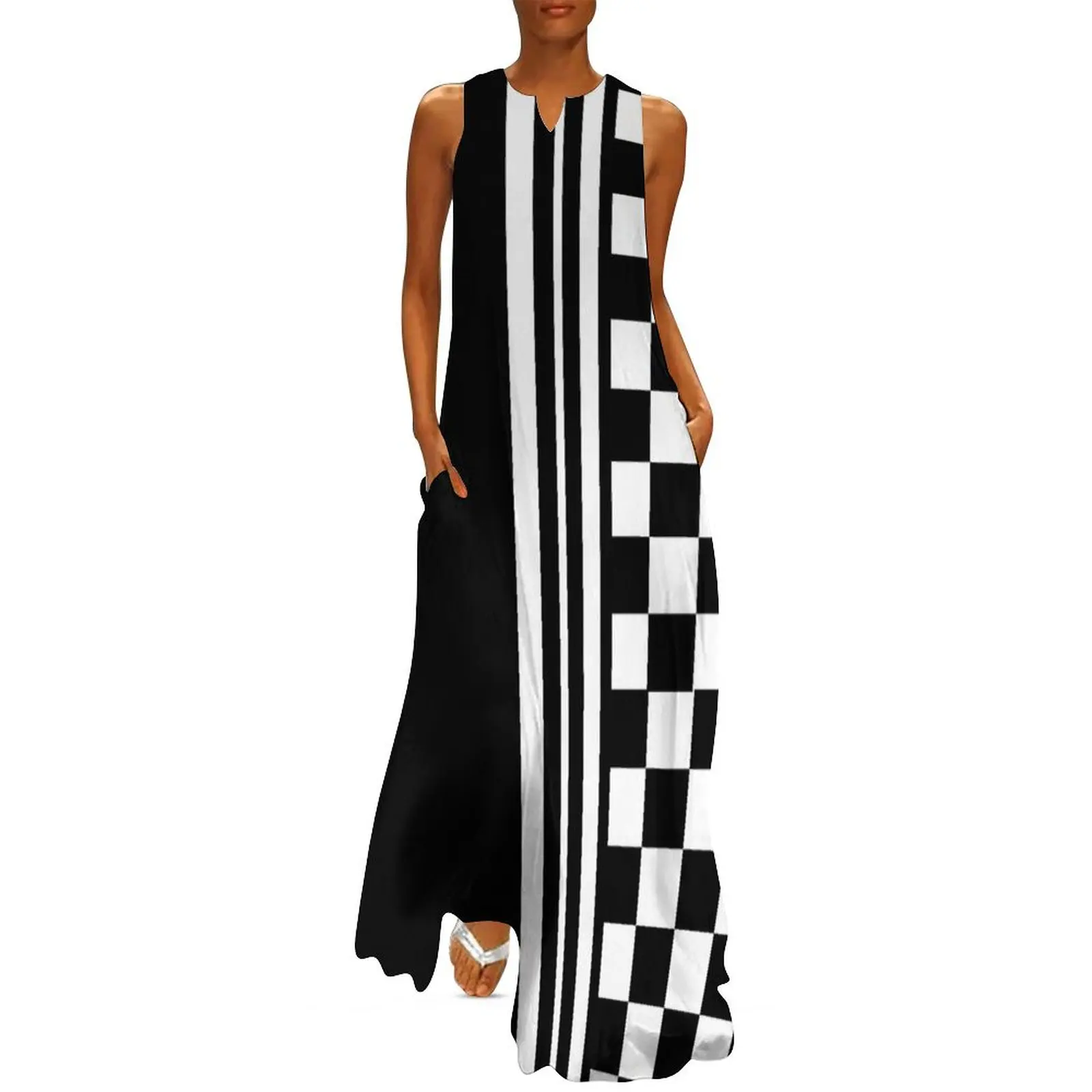 

Stylish black and white ska inspired Long Dress dress party night dress dresses