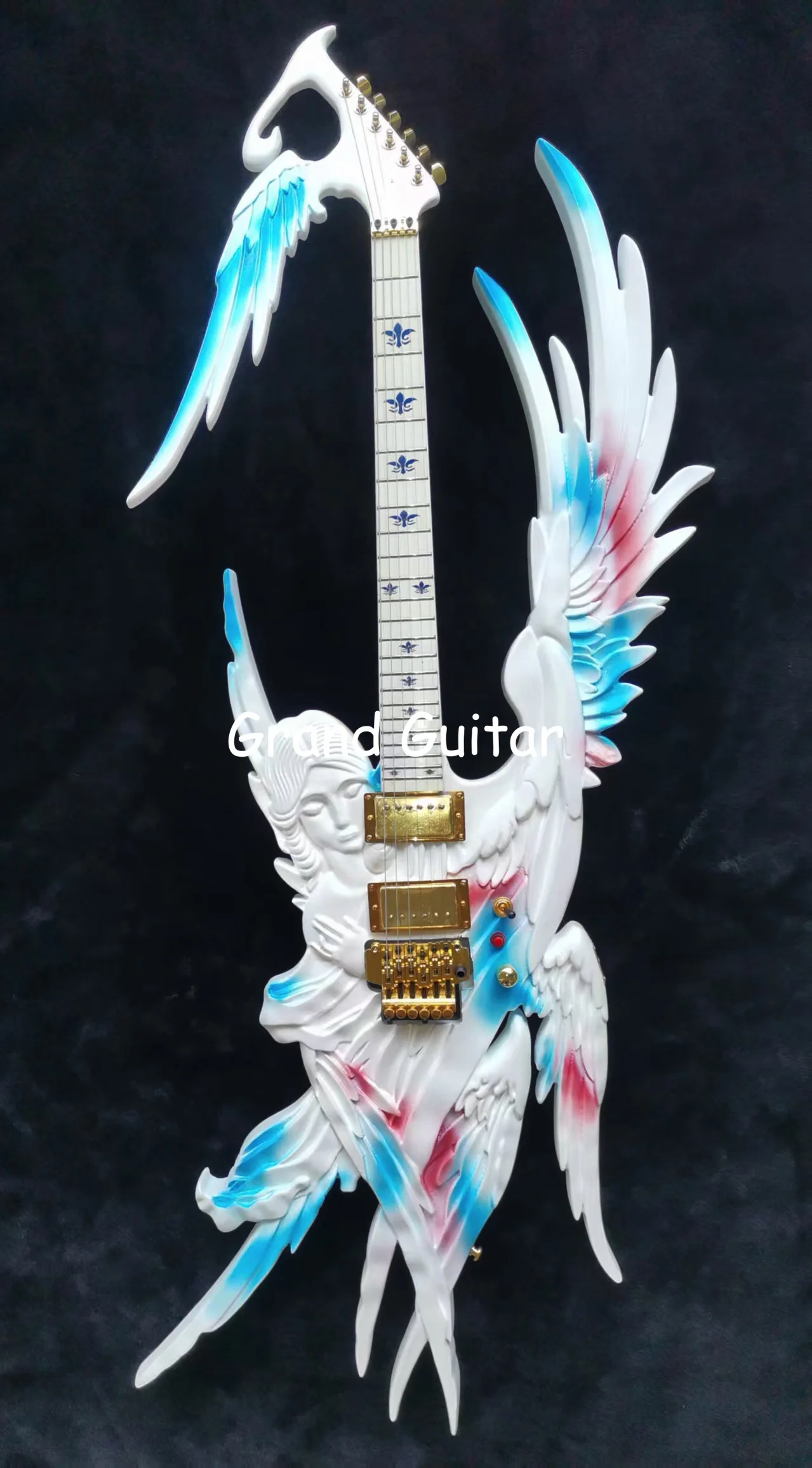 Custom Handcrafted Angel Electric Guitar with LED Lights, Accept Guitar OEM