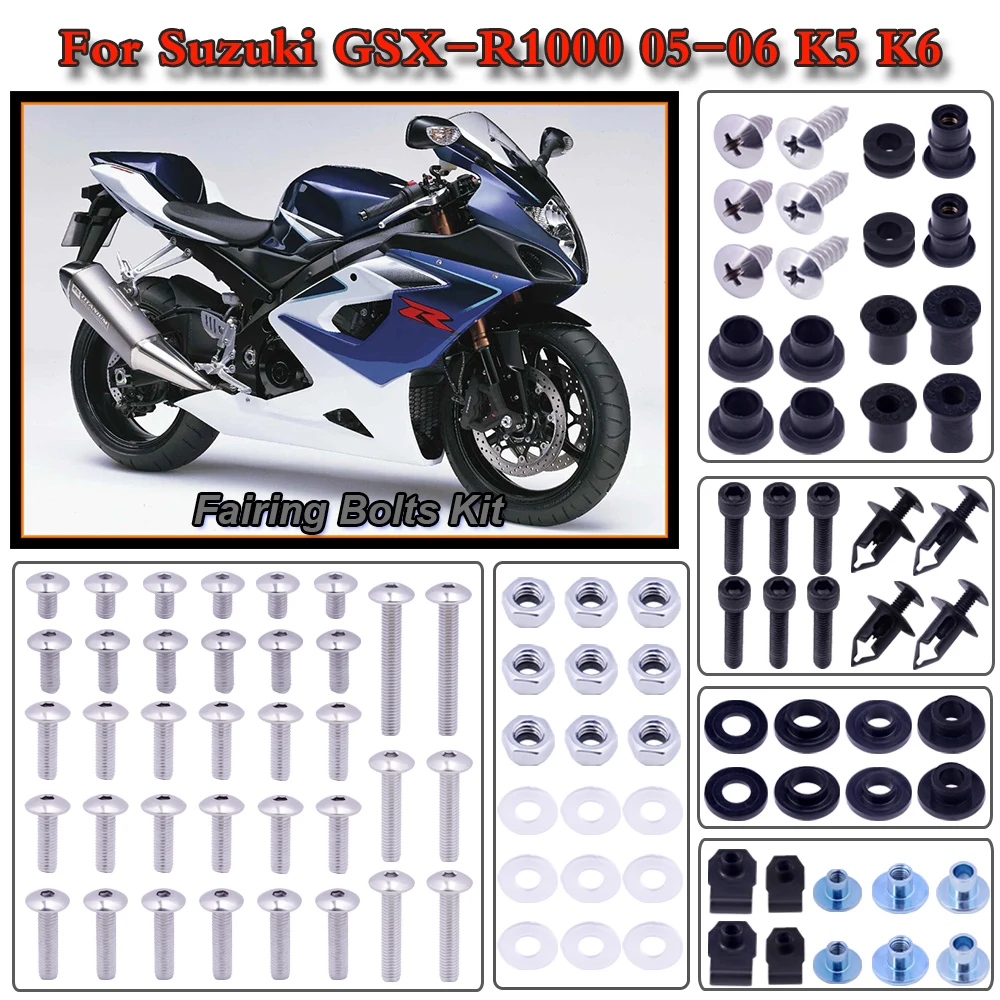 

For Suzuki GSX-R1000 2005-2006 K5 K6 Motorcycle Stainless Complete Bodywork Fairing Bolt Kit Screws Clip