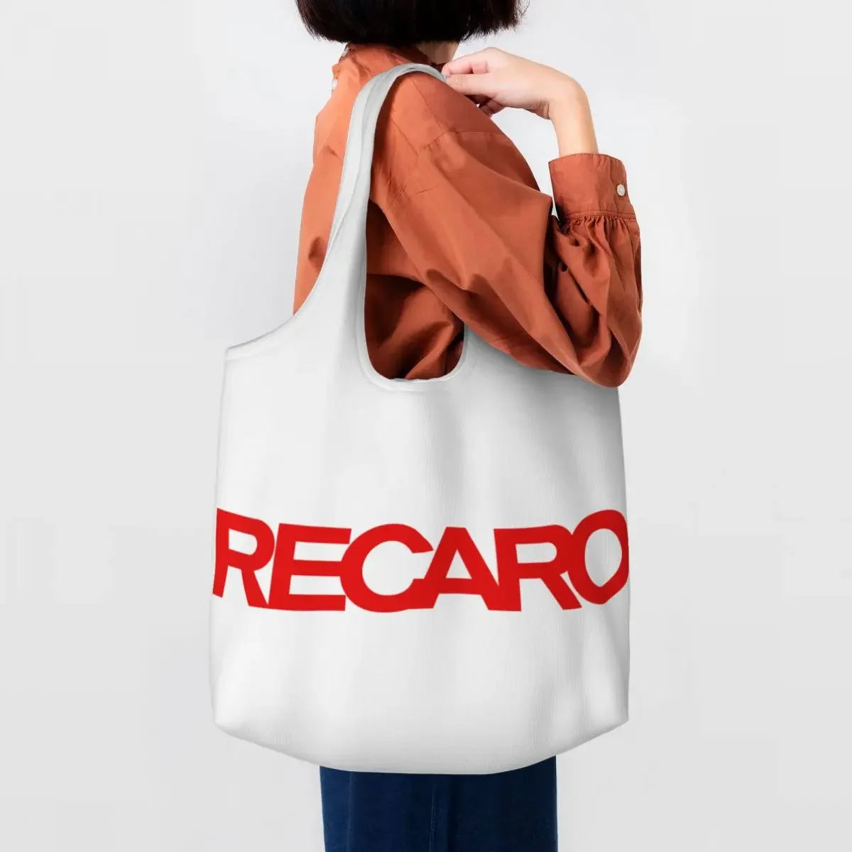 Cute Print Recaros Logo Shopping Tote Bags Reusable Canvas Shoulder Shopper Bag Photography Handbags