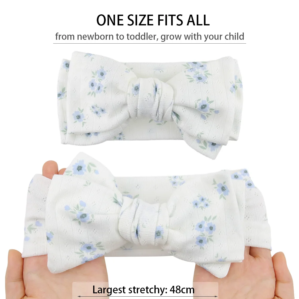 Big Bow Cotton Baby Turban Headbands Flower Print Plaid Hairbands Newborn Girls Ins Headwraps Infant  Kids Hair Accesories