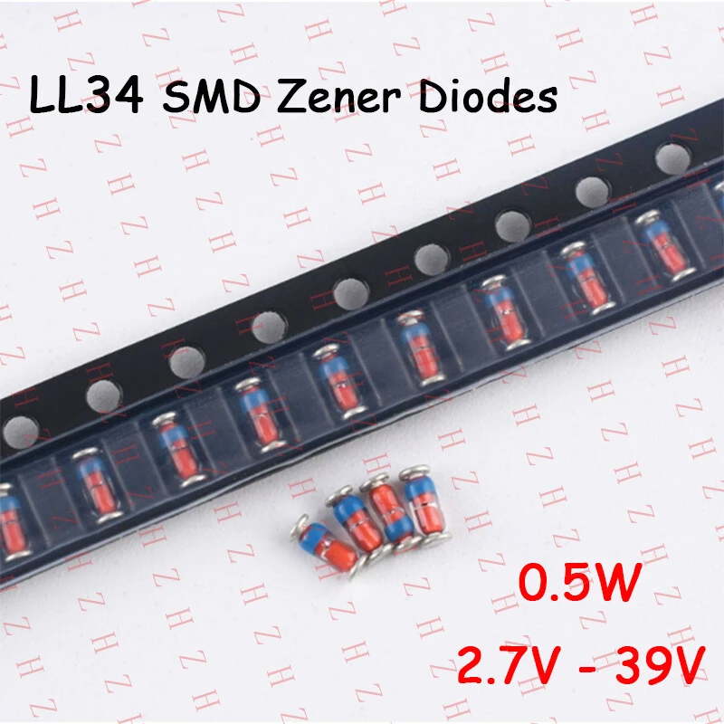 

Диоды Зенера U+ Ll34 SMD 0,5 Вт, доступны различные типы, от 2,7 В до 39 В, SOD-80 1206【Оптовые продажи, продавцы с личными сообщениями】