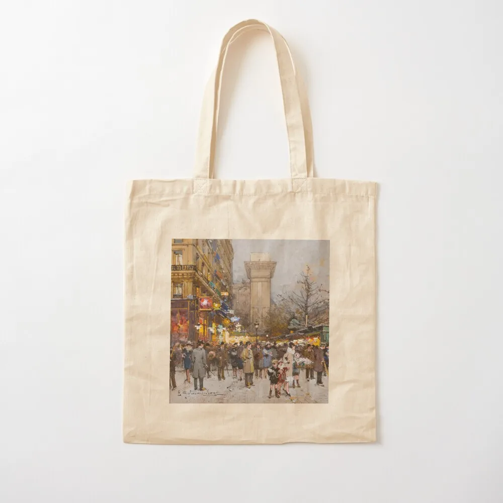 

Porte Saint Denis, Paris (20th century) - Eugène Galien Laloue Tote Bag hand bag ladies tote bags aesthetic Canvas bag