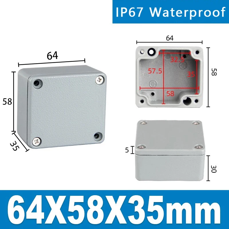 IP67 Waterproof Metal Box Outdoor High Temperature Resistant Cast Aluminum Box Factory Installation Hole Electrical Junction Box