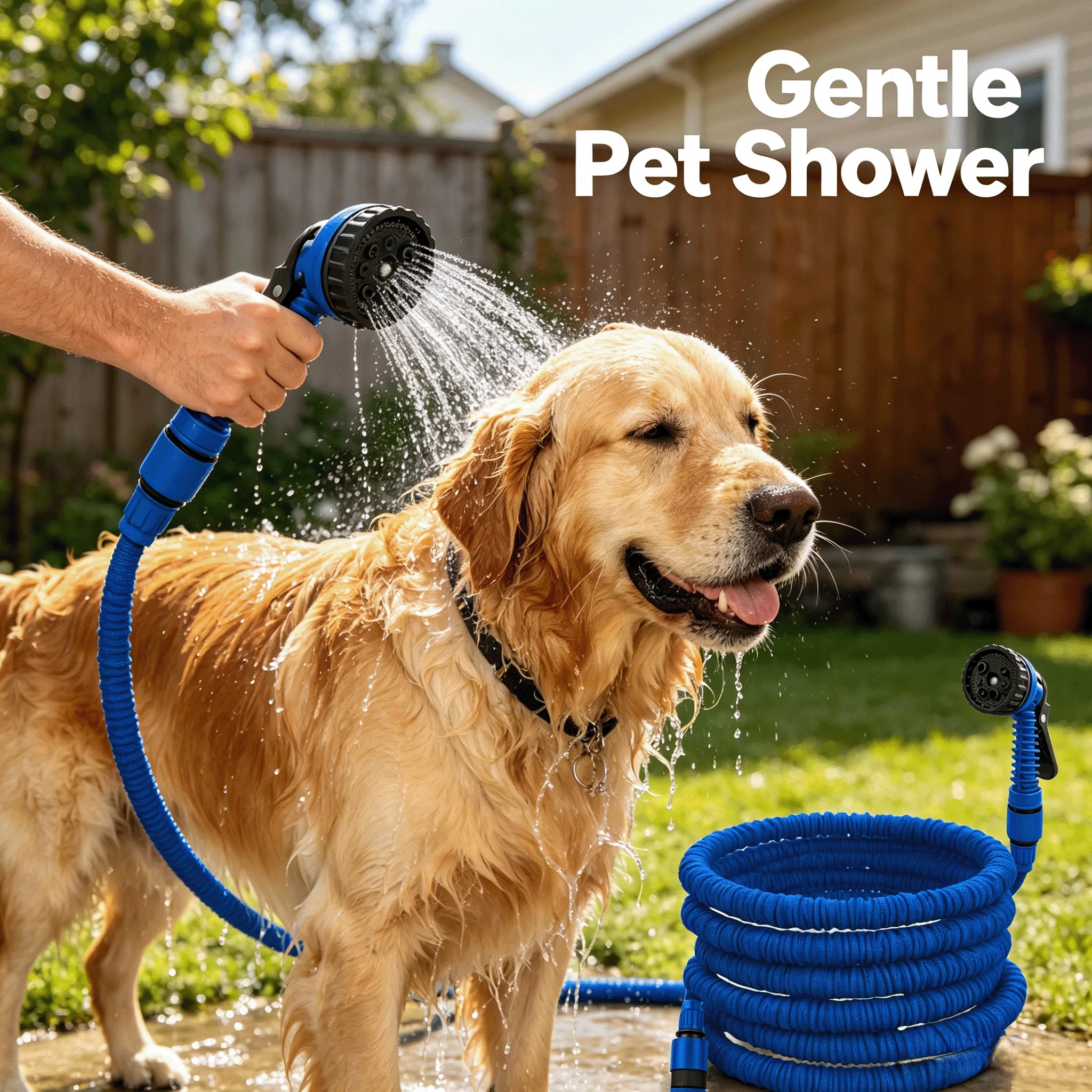 50FT ausziehbarer Gartenschlauch mit 6 Sprühmustern, flexible Wasserpistole, einziehbarer Wasserschlauch für Garten, Rasen, Autowäsche