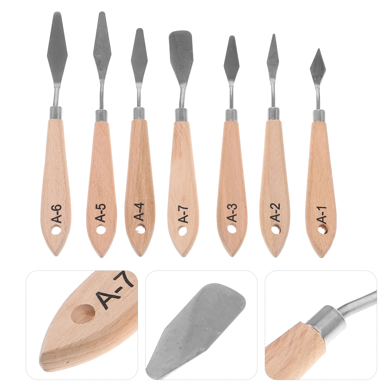 7 Pcs Oil Painting Knife Tool Supplies Toning Pigment Mixing Scraper Stainless Steel Scrapers Spatulas