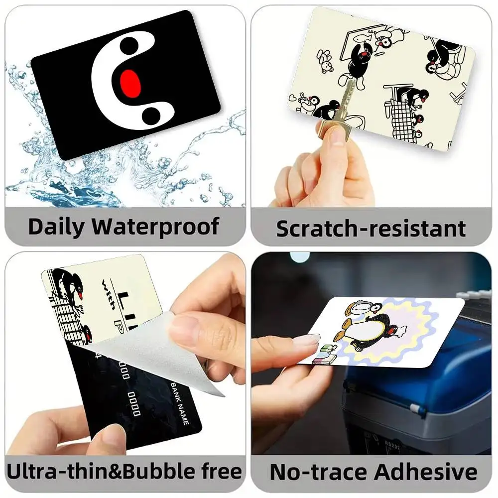 Cartoon Cute Pingu Penguin  Credit Card HD Stickers Small Chip Waterproof Sticker Game Card Decal Gift