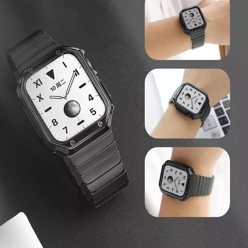 Metal Strap+TPU Case For Apple Watch Ultra 2 10 9 8 7 6 5 4 SE Stainless Steel Wristband iWatch 49mm 46mm 45mm 41mm 42mm 44/40mm