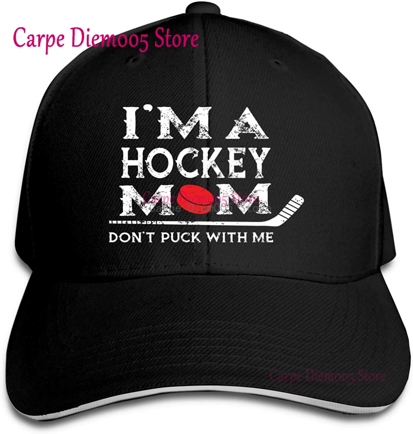 Hockey Mom Hats for Men Women Baseball Cap Sun Protection Trucker Cap Black