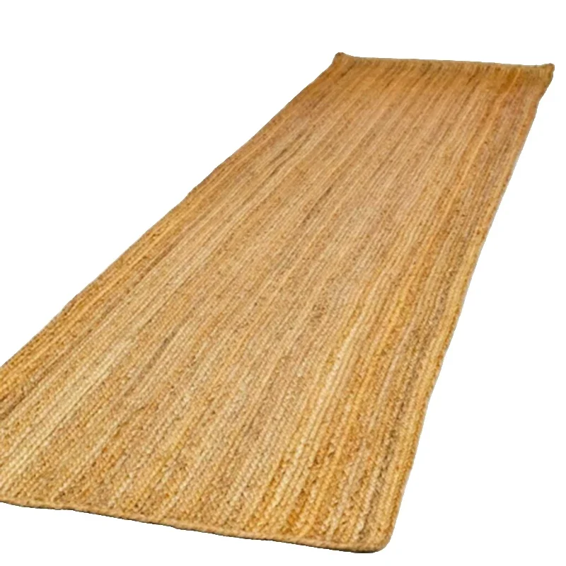 Tapis de sol en Jute tressé à la main, accessoire de salle de bain, naturel, réversible, pour salon, maison