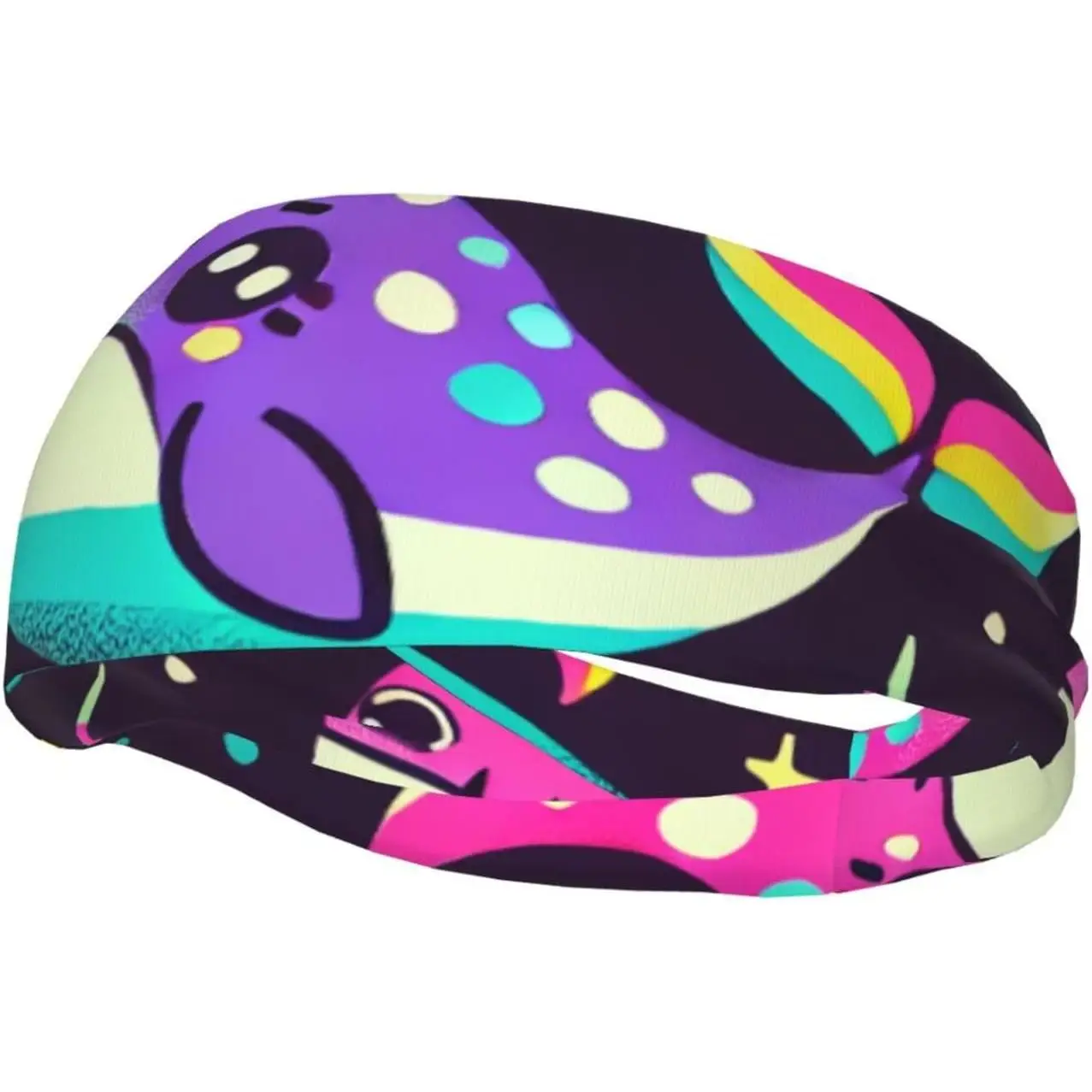 

Mens Running Headband Womens Sweatband Cartoon Narwhals Print Sports Hairband for Running Basketball Fitness