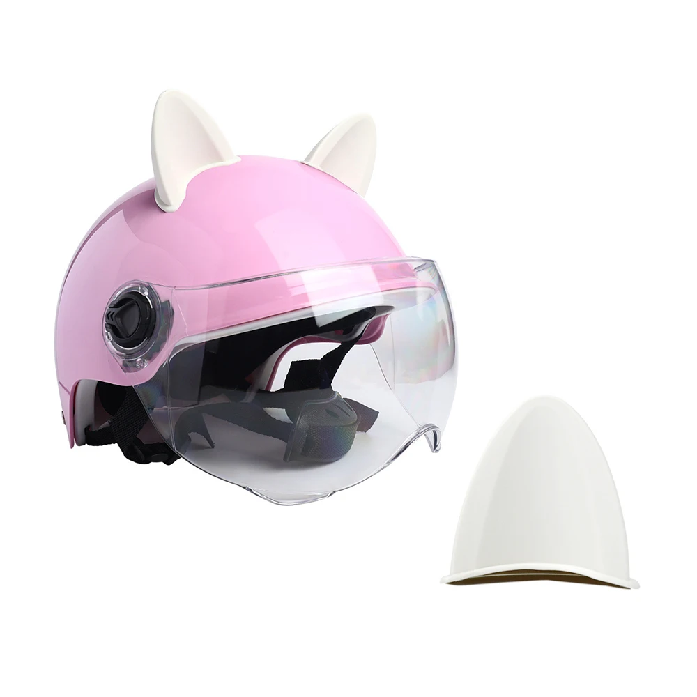 لطيف آذان القط خوذة الديكور دراجة نارية الكهربائية سيارة خوذة ملصقات التصميم على الوجهين ملصقات ديكور خوذة اكسسوارات #2