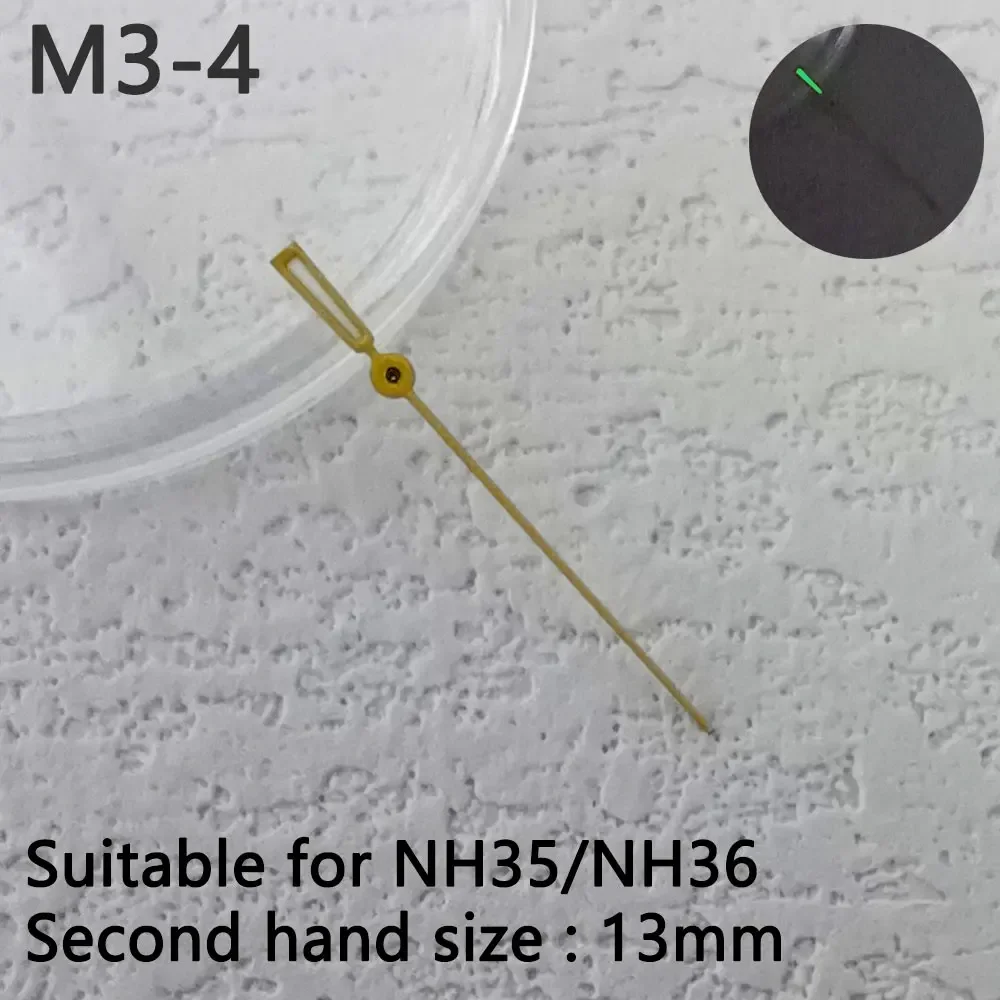 อะไหล่นาฬิกา13มม. เข็มเรืองแสงสีเขียวสำหรับ NH35/NH36ชิ้นส่วนอะไหล่นาฬิกาสำหรับการเคลื่อนไหว