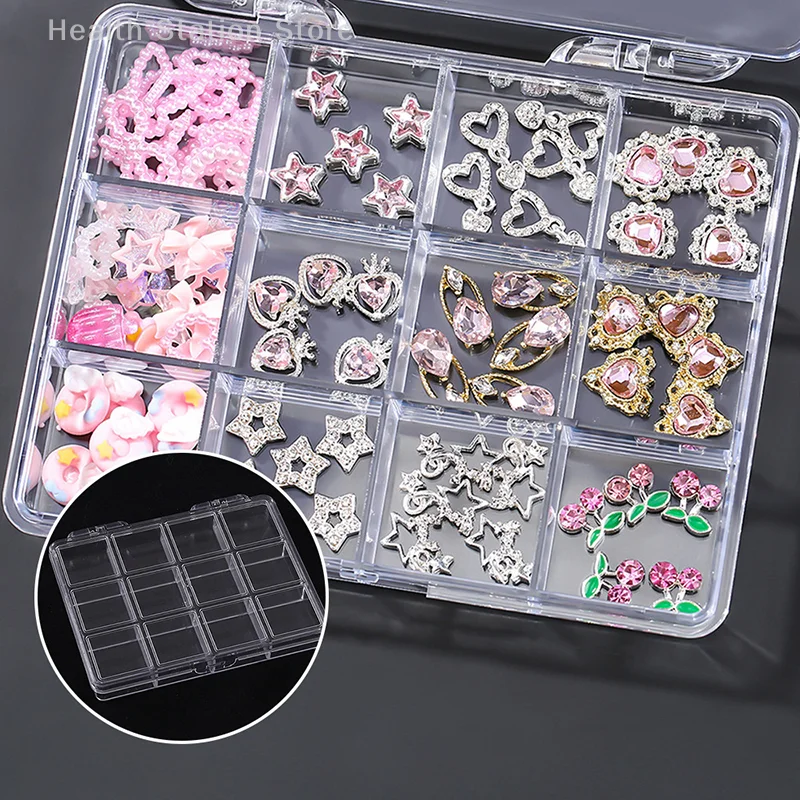 

12 Grids Nail Tools Decoration Jewelry Storage Box Anime Card Box Container Makeup Organizer Dispenser Multifunctional Art Diy
