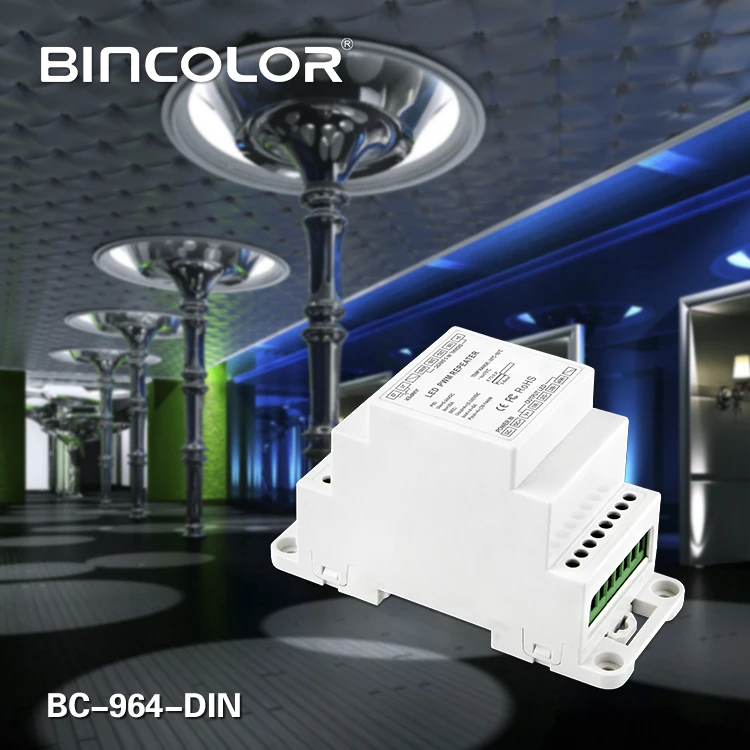 BC-964-DIN Ripetitore Led di Potenza Din Rail DC5V 12V 24V di Ingresso Led DMX Amplificatore 4Ch canali di Uscita Amplificatore di Segnale