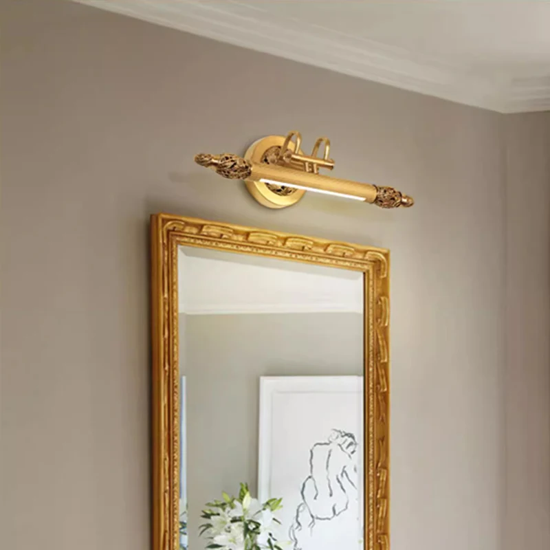 French Style Mirror Light Gilt Bronze Wall Lamp Brass Gold Picture Light Picture Wall Lamp Hotel Corridor Lights