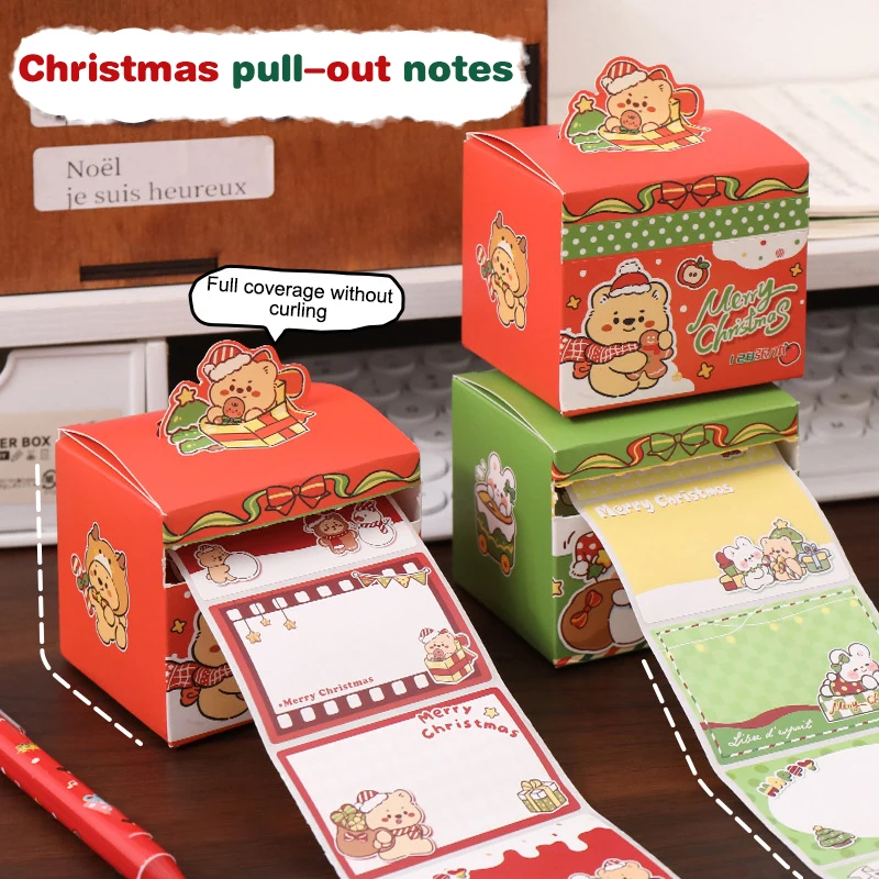 

128Sheets Cute Christmas Self Adhesive Memorandum Sticky Notes Bookmark Pull Type Sticker Paper Student Office School Supply