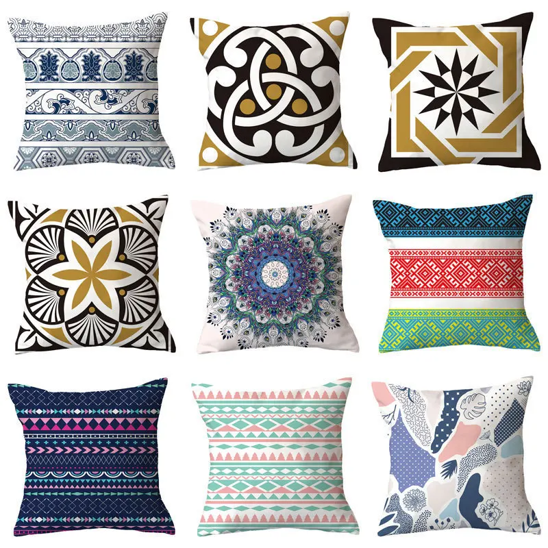 Geometric Stripe Collection throw pillow covers with digital printing of short plush fabric Car-shaped sofa cushion Home decor