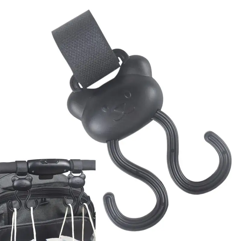 Hooks For Stroller Double Carabiner Clip Cartoon Bear Adjustable Loop Fastener Non-Slip Baby Travel Supplies Outdoor Stroller