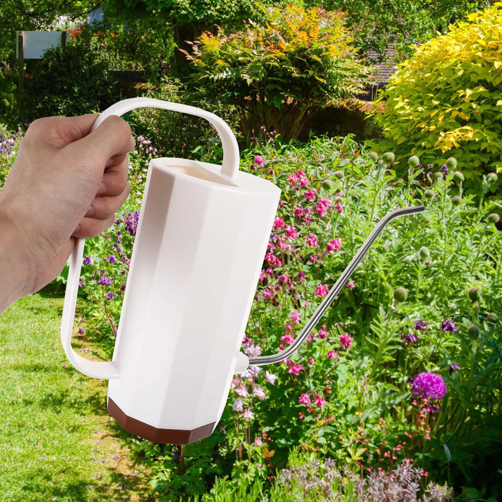 1200Ml S-Shaped Long-Spout Plastic Watering Kettle Premium Solid Construction Easy-Grip Handle Large Opening Geometric Stability