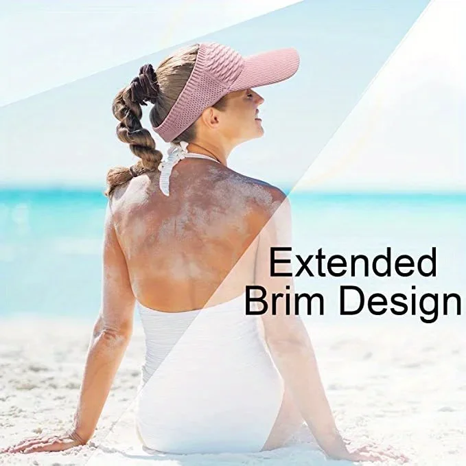 Lässige elastische Strickmütze, atmungsaktive Damen-Sonnenschutzhut mit leerem Oberteil für Outdoor-Sport und Sonnenschutz – Detail 6