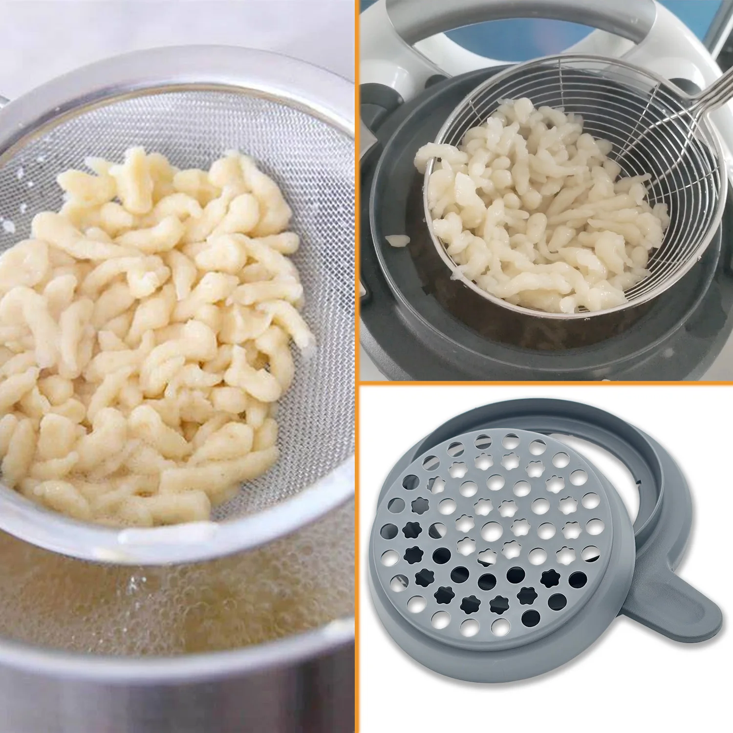 SPAETZLE Maker-Set für Thermomix TM6/TM5, großes Loch, Deckel, Teigspender, Mixer, Schüssel, Abdeckung und Teigsieb, praktisches Küchenzubehör
