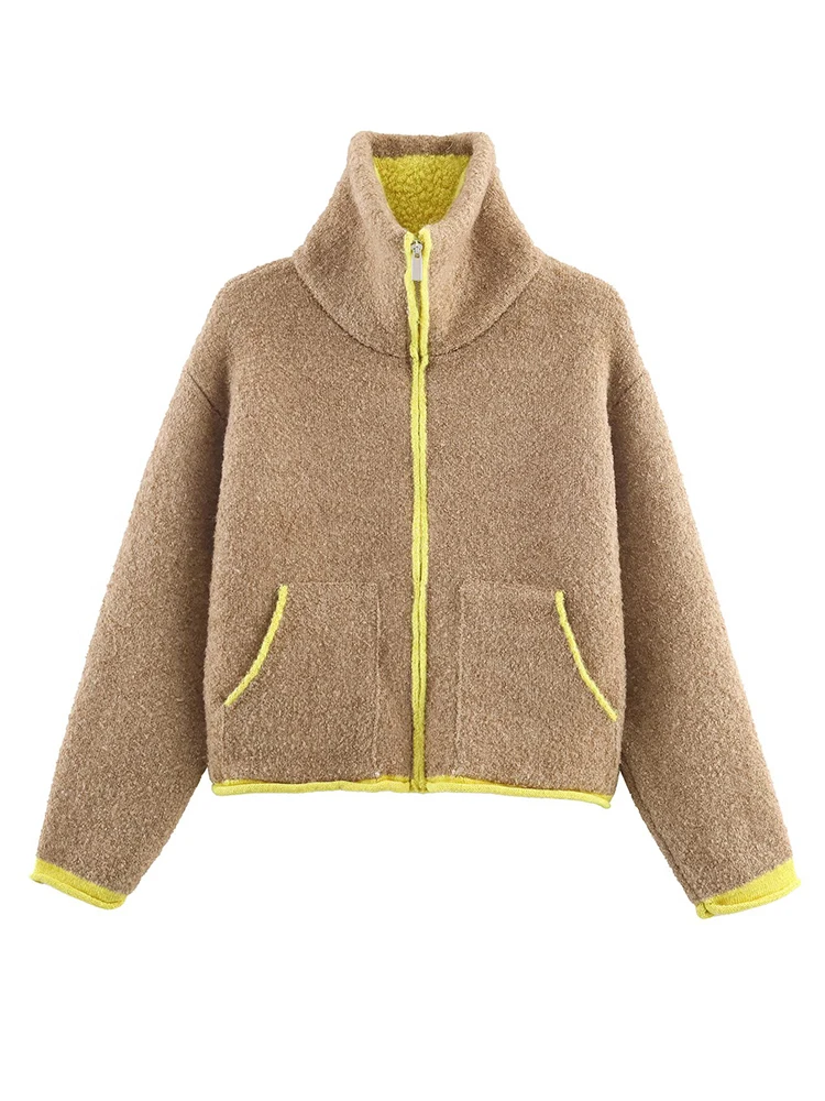 

Women Knitted Jacket 2025 Women Fashion Zipper Long Sleeve Leisure Knitted Coat Women Hight Street Elegant Jacket