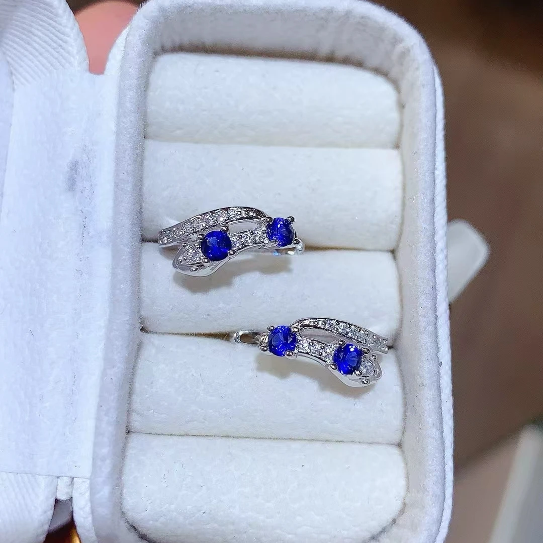 KJJEAXCMY Natural Royal Blue Sapphire Earrings High Clarity Lustrous Locking Color Process S925 Silver Electroplated Jewelry