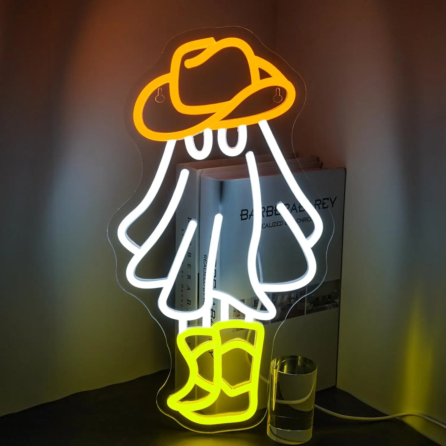 Ghost With Witch Hat Neon Sign LED Lights Halloween Room Decoration Spooky Logo Gothic Lamp Bedroom Bar Party Wall Light Up Sign