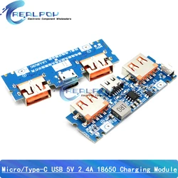 Lithium Battery Charger Board LED Dual USB 5V 2.4A Micro/Type-C USB Mobile Power Bank 18650 Charging Module