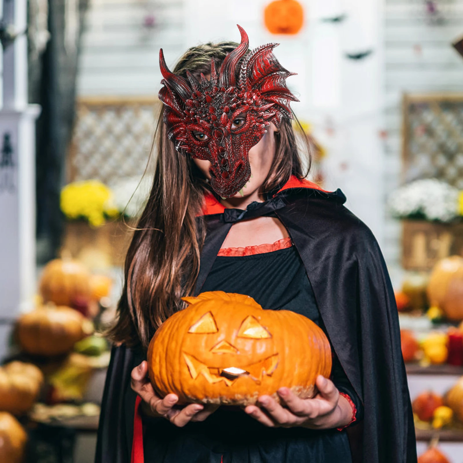 

Halloween Dragon Mask Horror Scary Costume Half Face Masquerade Party Cosplay Carnival Festival Decorations For Adults