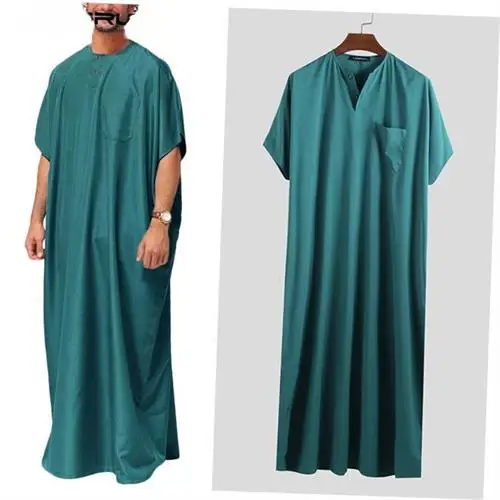 

Men's Long irt Robe Muslim Malaysia Sle High Waist Student Summer Regular Thin ort Sve Color Other Function