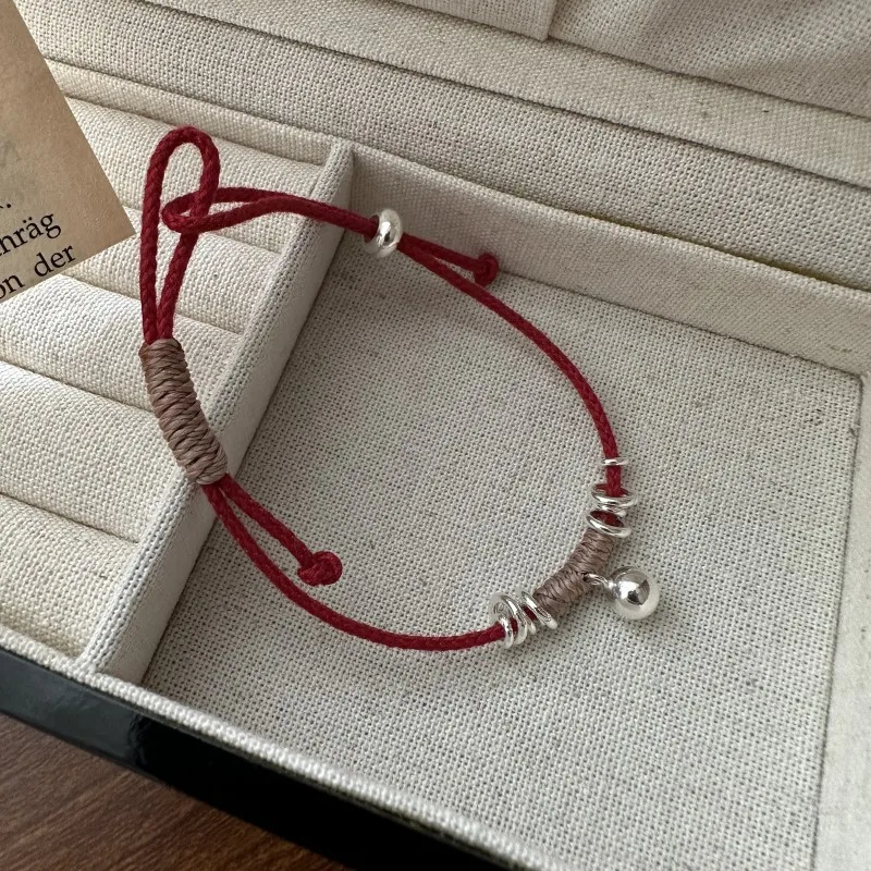 La Monada Silver Circle Ball Red Thread For Hand Women's Bracelets 925 Sterling Silver Adjust Red Rope Silver Bracelet 925 Women