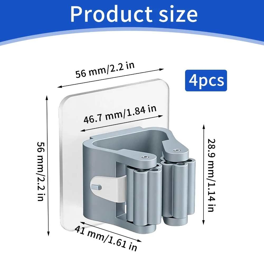 Home Storage Rack Wall Hanging Shelf Bathroom Shower Holder Storage Traceless Hook Mop Organizer Waterproof Broom Hanger - view 3
