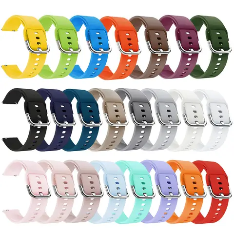 20mm 22mm Silicone Band for Samsung Galaxy Watch Active 2 Watch 3 4 5 6 45mm 42mm 47mm Gear S3 Bracelet Strap for Amazfit bip