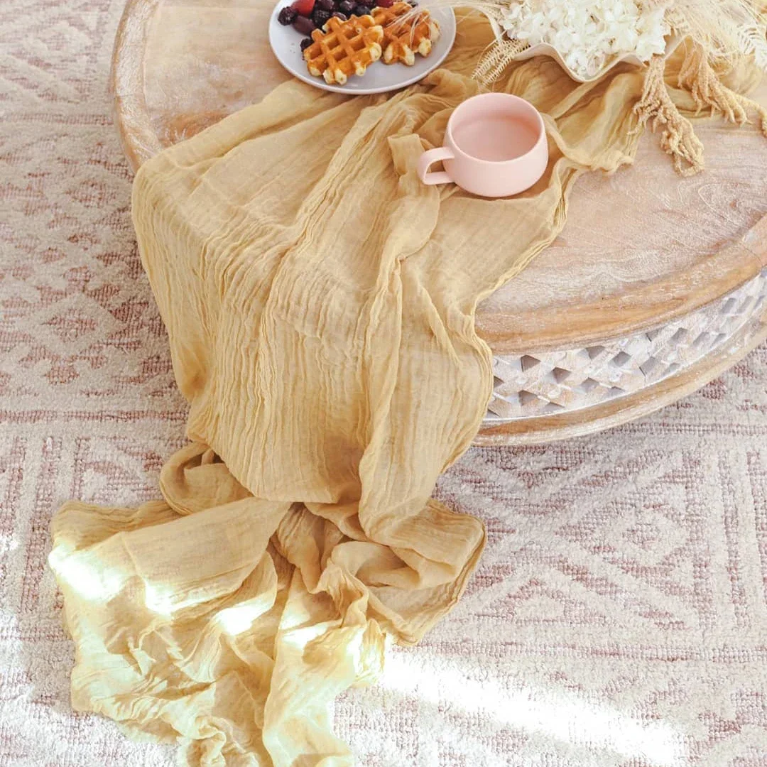 Imagem -06 - Semi-sheer Gauze Wedding Table Runner Toalha de Amêndoa Jantar Banquetes de Natal Decoração do Bolo 10 Pcs Set