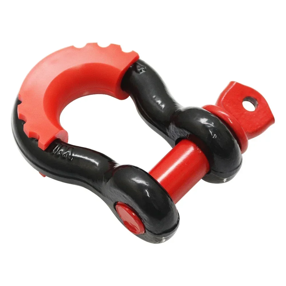 22mm 28.5T Car Vehicles U Type Shackle Tow Trailer Hook D-Rings Bow Shackle Red-Black For Vehicle Recovery Towing Car Tuning