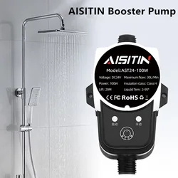 AISITIN 24V Booster Pump Brushless Water Pump Auto Pressure Controller IP56 Household Water Heater Boost for Home Fast