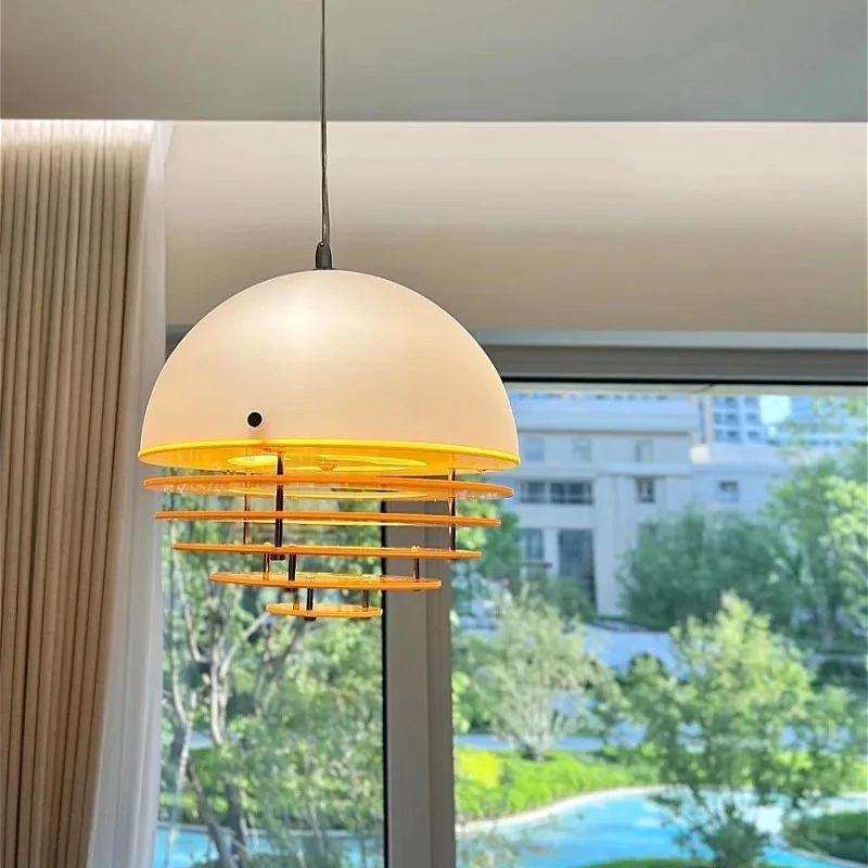 Sunset Glow Chandelier, Cream Mid-Century Acrylic Glass Pendant lamp for Dining Room Bedroom Balcony Decor Ambience Lighting