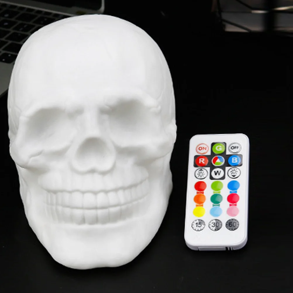 

LED Skull Head Night Light Colorful Patting Lamp Small Bedroom Decorative Home Relaxing Silicone Touch Night Light Mood Lamp