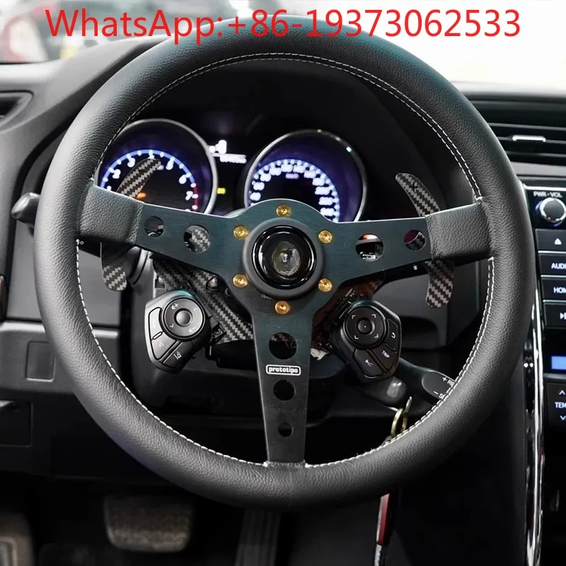 14-Inch 350mm Car Modified Steering Wheel, Universal Personalized Flat Racing Steering Wheel