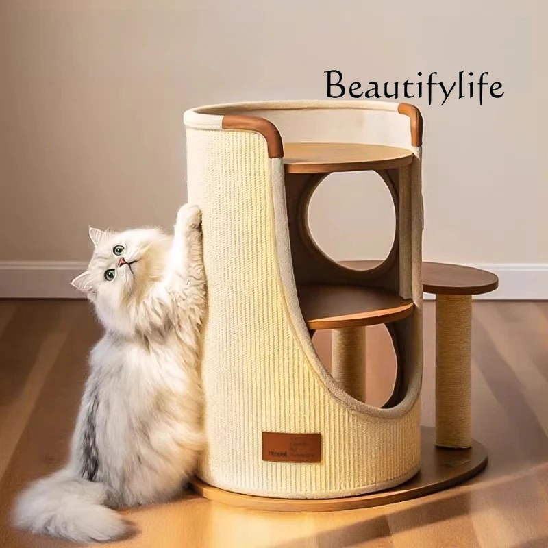 Sisal barrel climbing frame household small apartment does not occupy the area of cat nest cat tree integrated cat viewing platf