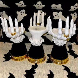 Witch Hand Candlestick Halloween Palm Candle Holder Gothic Decor Snack Bowl Stand Resin Ornament Halloween gothic candle holder