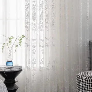 Perdeler saydam vual, çiçek nakış, ve beyaz oturma odası için, yatak odası En çok satılan 12 perde vual nakışı-no. 7